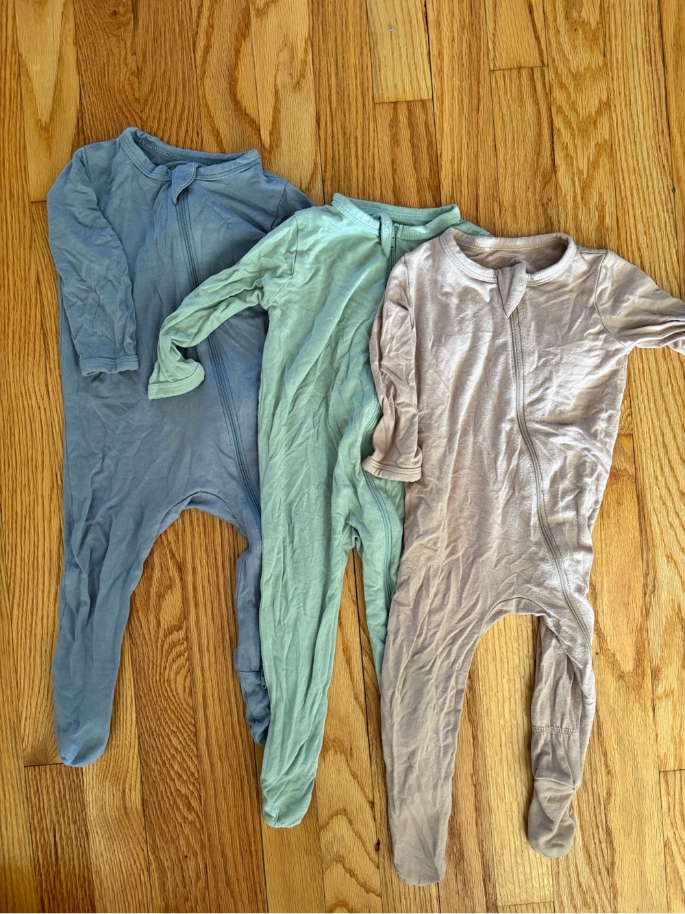 Kyte BABY Blue, Mint, and Gray Footed One-Piece Sleepers